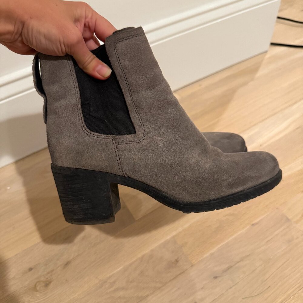 Grey Block Heel Boots